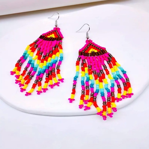 Jewelry - Bohemian Native American Style Fashion Minimalist Glass Beaded Earrings‎